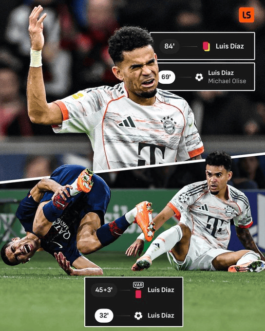 迪亚斯双响后红牌离场 拜