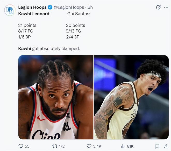 伦纳德附加赛低迷引争议 4000万年薪难掩数据尴尬